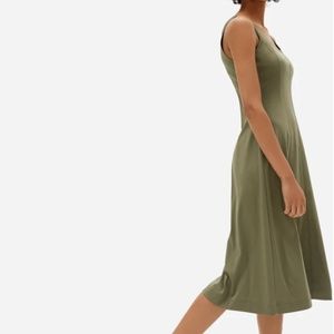 Everlane The Luxe Cotton Seamed Tank Dress in Dark Moss
